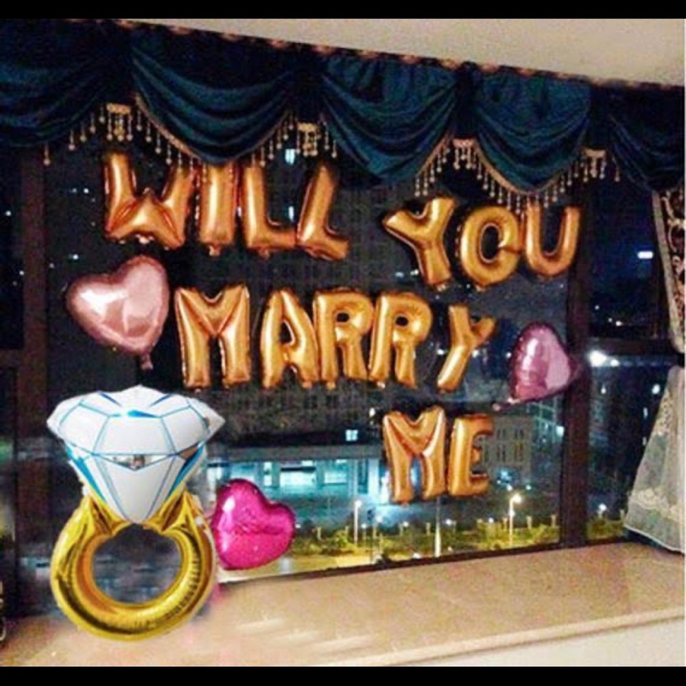WILL YOU MARRY ME Letter Balloons 16" (Rose Gold)